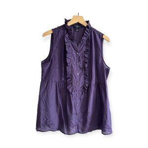 Gap sleeveless blouse with ruffles, Silk/Cotton blend, Size L, Purple